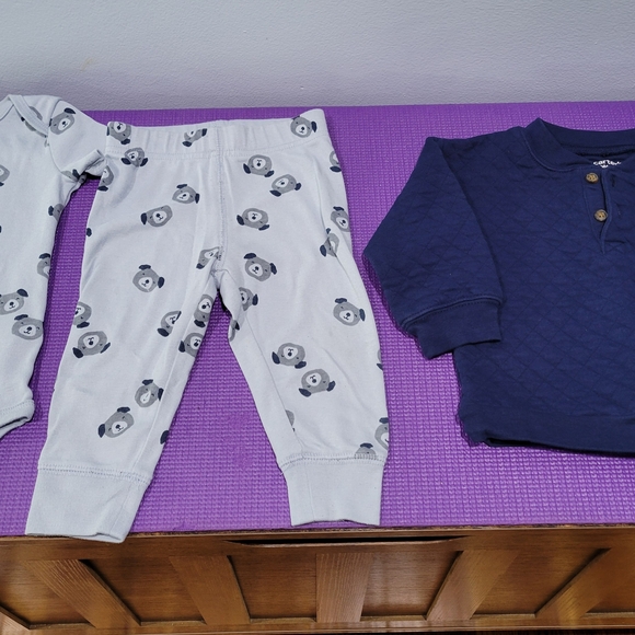 Carter's Blue Dog Print 3 Piece Set - Picture 1 of 5
